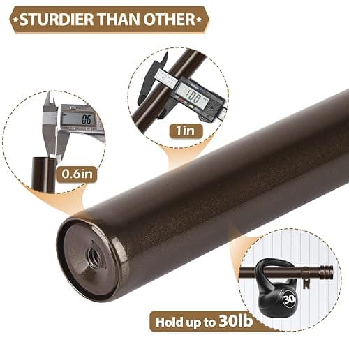 TONIAL1 Inch Double Curtain Rods 140 to 195 Inches, Heavy Duty Decorative Long Drapery Rod for Windows 128 to 190 Inches (5.75 to 11.7 ft) with Classic Cap Finial, Bronze thumbnail 6