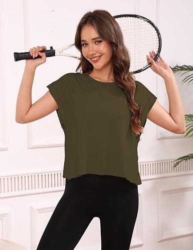 Kumufenc Short Sleeve Workout Shirts Tops Tees thumbnail 4