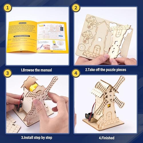 5 Individual STEM Science Kits for Kids, Wood Arts and Craft Kits 8-12 | STEM Toys for Boys Girls Age 8-13 8 10 12 14 Birthday Gift Idea, 3D Puzzles Building Engineering Model Set thumbnail 7
