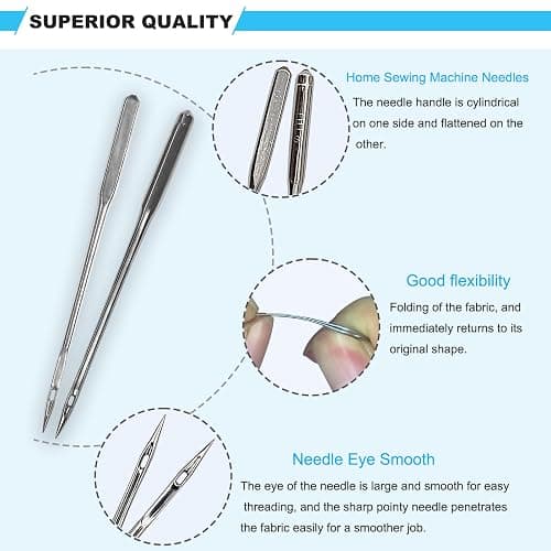 Sewing Machine Needles, 100 PCS Universal Sewing Machine Needle Set for Singer, Brother, Janome, Varmax, and Other Brands of Home Sewing Machines, Sizes 65/9, 75/11, 90/14, 100/16, 110/18 thumbnail 5
