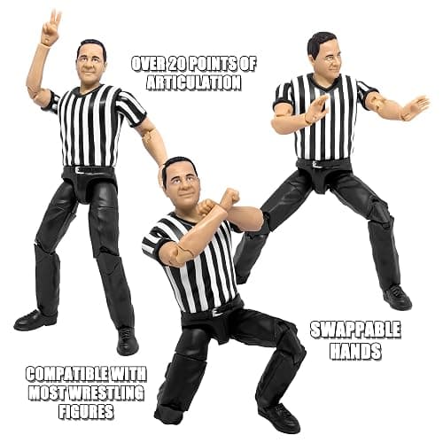 Figures Toy Company Ultimate Three Counting & Talking Wrestling Referee Action Figure with Deluxe Articulation for Wrestling Action Figures thumbnail 5