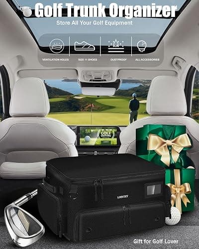 LOINTET Golf Trunk Organizer, Waterproof Car Golf Locker with Separate Ventilated Compartment for 2 Pair Shoes, Golf Storage for Balls, Tees, Cap, Clothes, Gloves, Accessories, Gifts for Men, Women thumbnail 6