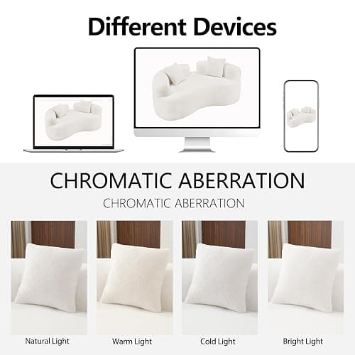 67”Curved Loveseat Sofa for Living Room, Deep Seat Love Seat Couch with 2 Throw Pillows, Modern Loveseat Adopt Teddy Fabric, Suitable Small Spaces The Cloud Loveseat, No Assembly Needed, White thumbnail 7