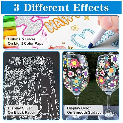 TRANSON 12pcs Outline Shimmering Markers with Metallic for Fun Art Drawing Craft DIY thumbnail 3