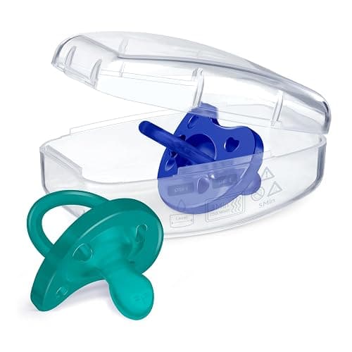 Chicco PhysioForma Orthodontic Pacifier for Babies 16-24 Months, 100% Soft Silicone, BPA Free & Breathing Support, 2-Pack with Sterilizing Case, Dark Blue Green thumbnail 7