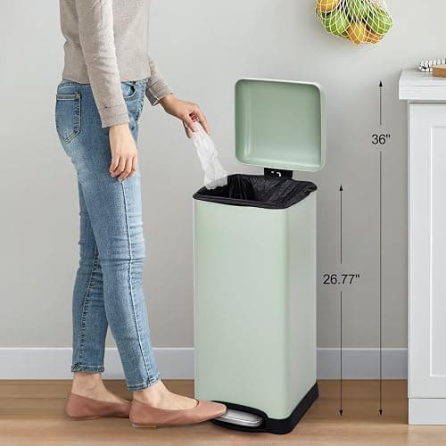 CuisinAid 8 Gallon/30Liter Trash Can, Kitchen Garbage Cans, with Soft-Close Lid, Fingerprint Resistant, Removable Inner Bucket, Foot Pedal, for Home Office Bathroom, Green thumbnail 6