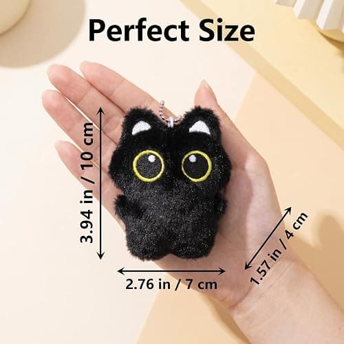 HUIJUFU Black Cat Plush Keychain Cute Bag Charm Gift for Women thumbnail 2