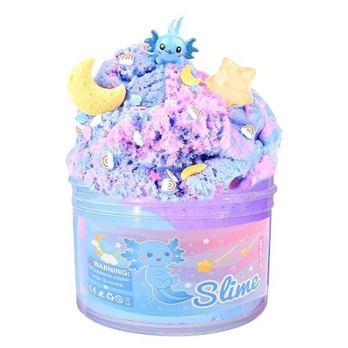 YHan Axolotl Cloud Slime Kit with Charm - Blue Scented Fluffy Slime (10oz), Soft Fidget Sensory Toy for Kids, Party Favors Goodie Bag Stuffers - Image 1