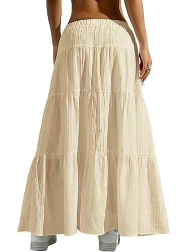 Verdusa Women's Boho Skirt Flowy Flared Ruffle Summer Long Maxi Skirts Going Out Outfits thumbnail 2