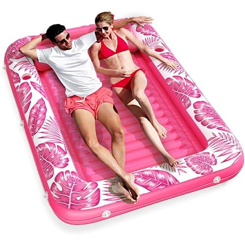 Inflatable Tanning Pool Lounger Float - Jasonwell 4 in 1 Sun Tan Tub Sunbathing Pool Lounge Raft Floatie Toys Water Filled Tanning Bed Mat Pad for Adult Blow Up Kiddie Pool Kids Ball Pit - Image 1