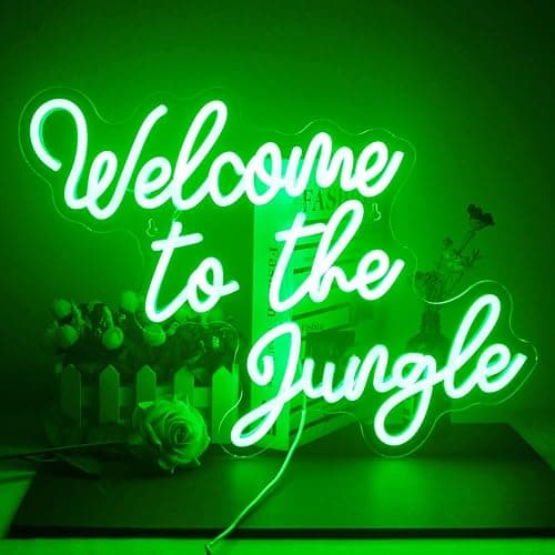 FAXFSIGN Welcome to the Jungle Neon Sign Jungle Decor Green Led Word Neon Light Signs for Wall Decor Usb Letter Light Up Sign for Garden Home Entryway Front Porch Party Gift - Colorful-A-jungle green thumbnail 7