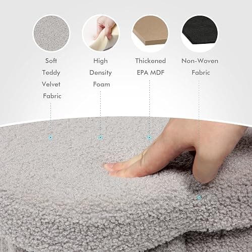 B FSOBEIIALEO Storage Ottoman Cube, Flowers Shaped Ottomans with Storage Foot Stool Footrest for Lving Room, Boucle Ottoman Seat for Dorm Room,Faux Teddy Fur, Grey 12.6"x12.6"x12.6" thumbnail 7