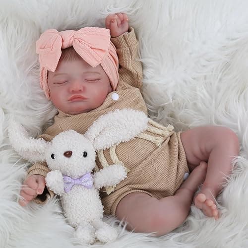 Lifelike Reborn Baby Dolls-20 inch Sleeping Realistic Newborn Baby Dolls, Soft Cloth Body with Feeding Toy for Kids Age 3 + thumbnail 4