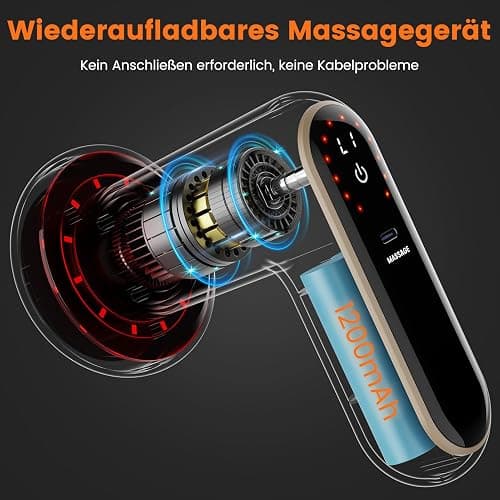MIVONAXI Massaggiatore elettrico anti-cellulite a batteria con riscaldamento, 5 testine massaggianti, 6 livelli di intensità e 3 modalità di massaggio, modellazione del corpo, riduzione del grasso thumbnail 2