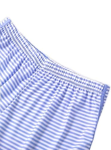 Hilinker Women Striped Pajama Set Short Sleeve Top with Pants Sleepwear 2 Piece Lounge Sets thumbnail 5