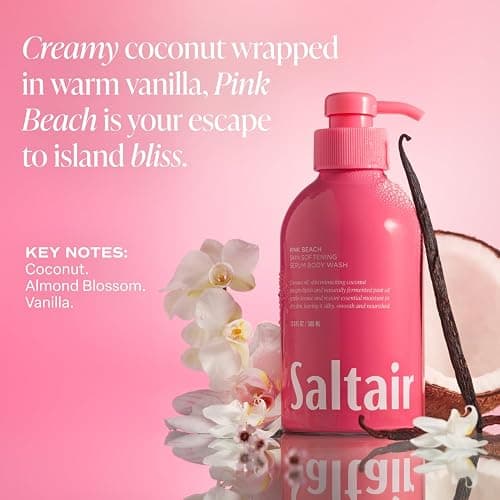 Saltair Body Wash 2-Pack – Moisturizing Body Wash with Hyaluronic Acid & Coconut Oil – Scented Shower Gel for Women and Men – Pink Beach Scent, 2x 17oz – Vegan, Cruelty-Free, Paraben-Free thumbnail 5