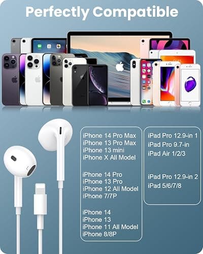2 Pack Wired Earphones for i-Phone,HiFi Stereo Sound in-Ear H-eadphones with Built-in Mic & Volume Control Compatible with i-Phone 14/14 Plus/14 Pro/14 Pro Max/13/12/11/XR/XS/X/8/7 & More i-OS Devices thumbnail 3