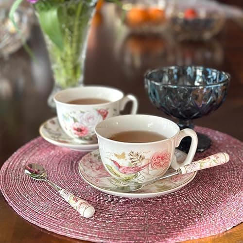 Birds in Rose Garden Coffee/Tea Spoon with Ceramic Handle Set of 4 in Gift Box thumbnail 3