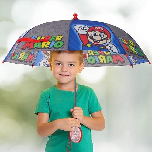 Kids Umbrella, Super Mario, Batman Toddler and Little Boy Rain Wear for Ages 3-6 thumbnail 2