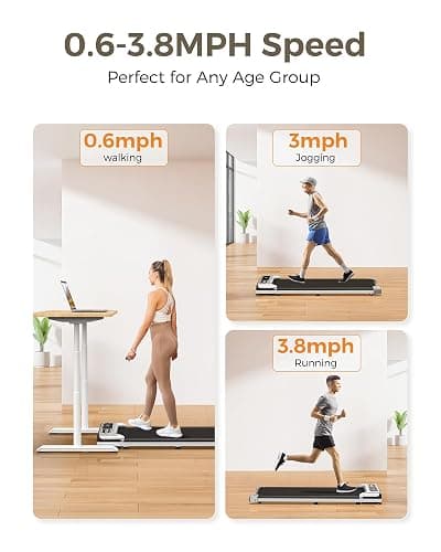 Yagud Under Desk Treadmill, Walking Pad for Home and Office, 2.5 HP Portable Walking Jogging Running Machine with Remote Control and LED Display, Silver thumbnail 7