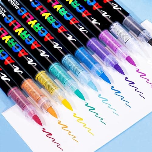 Guangna 240 Colors Acrylic Paint Markers, Brush Tip Paint Pens with Direct-Liquid Ink Control for Rock Painting, Wood, Canvas, Glass, Fabric & Crafts thumbnail 7