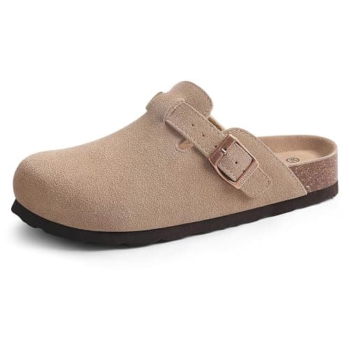 ODOLY Genuine Suede Clogs for Women Men Soft Cork Footbed Leather Mules Comfort Potato Shoes with Arch Support thumbnail 6