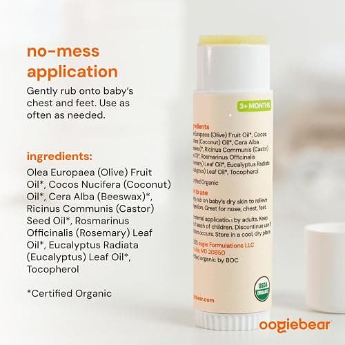 oogiebear Soothe All & Breathe Better Balms 0.5 oz USDA-certified, 2 Pieces | Doctor-Made USDA Nose-to-Toe Natural Skin Care for Newborns, Infants & Toddlers, Cold pressed, Small batch crafted thumbnail 5