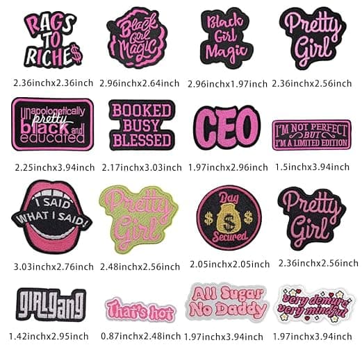 16 PCS Inspirational Phrase Iron On Patches for Girls Fashion Styles Embroidered Iron on Sew on Applique Stickers for Clothes,Jeans,Dress,Hat,Backpacks,Pants,DIY Decoration,Bags,Jackets,Vests thumbnail 3