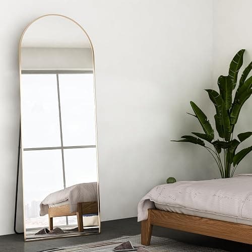 NEUWEABY Full Length Mirror 58"x18" Arch Floor Mirror with Stand Arched Mirror Full Body Mirror Gold Standing Hanging or Leaning Against Wall for Bedroom Entry, Bedroom, Living Room thumbnail 4
