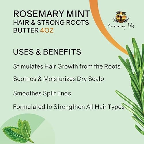 Sunny Isle Rosemary Mint Hair and Strong Roots Butter 2oz | Infused with Biotin & Jamaican Black Castor Oil | Strengthen and Nourish Hair | Dry Scalp, Split Ends - 2 Fl Oz (Pack of 1) thumbnail 3