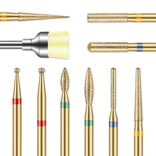 Cuticle Diamond Nail Drill Bits: 10pcs 3/32" Nail Bits Kit for Nail Drill E-File for Acrylic Gel Manicure Pedicure - Salon & Home Nail Care Tools Gold's Wishlist | Listful - Image 1