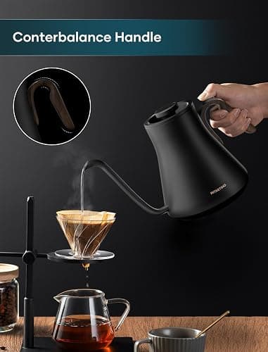INTASTING Gooseneck Electric Kettle with 1℉ Temperature Control, 0.9 Liter | Fast Heating, Stainless Steel Interior, for Pour Over Coffee, Tea & Boiling Water, Keep Warm, Auto Shut-Off, Matte Black thumbnail 4