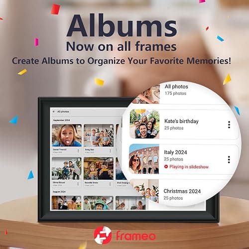 64GB FRAMEO 10.5 Inch Smart WiFi Digital Photo Frame 1920x1280 FHD IPS LCD Touch Screen, Auto-Rotate, 64GB Storage, Support SD Card & USB Drive, Share Moments Instantly via Frameo App from Anywhere thumbnail 6