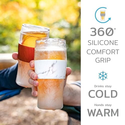Host FREEZE Beer Glasses, Frozen Beer Mugs, Freezable Pint Glass Set, Insulated Pint Glass to Keep Your Drinks Cold, Double Walled Insulated Glasses, Tumbler for Iced Coffee, 16oz, Set of 2, Black thumbnail 5