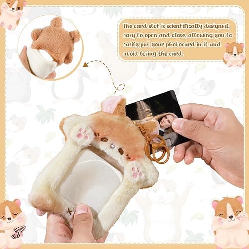NEWEST Hamster Plush Kpop Photocard Holder with Keychain, Cute Hamster ID Badge Holder Protector Cover, Soft Cartoon Animal Photo Case Sleeves Stationery for Idol ID Card Student Worker Bag Charm thumbnail 5