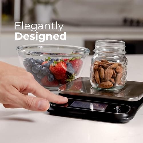 Fradel 0.1g Digital Kitchen Food Scale in Grams & Ounces - 11lb, for Cooking, Baking, Weight Loss - Square thumbnail 7