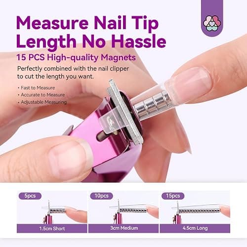 Saviland Acrylic Nail Cutters for Nail Tips: Rose Acrylic Nails Clipper with Sizer Magnets Nail Cutter 15PCS Sharp Nail Tech Supplies Nail Trimmer Manicure Tool Nail Accessories Women Salon Home thumbnail 5