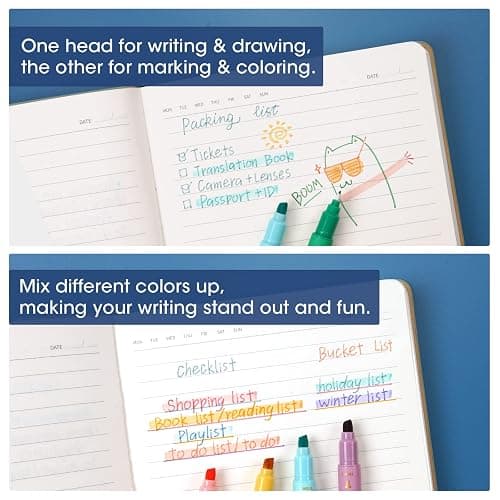 WRITECH Gel Pens Fine Point:0.5mm Silent Retractable Extra Fine Needle Point Smooth Writing Pen Dual Tip Highlighter Markers: Aesthetic Fine & Chisel Tip thumbnail 7