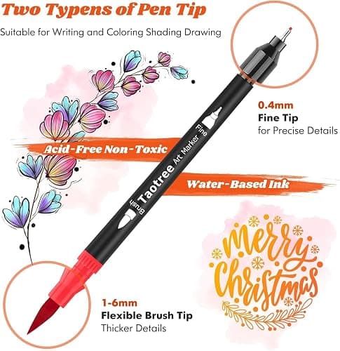 Taotree 150 Colors Dual Tip Art Markers Pens for Adult Coloring Book, Artist Fine & Brush Tip Coloring Markers Drawing Pen for Journaling Note Taking Lettering Calligraphy Craft Art Supplies Set thumbnail 3