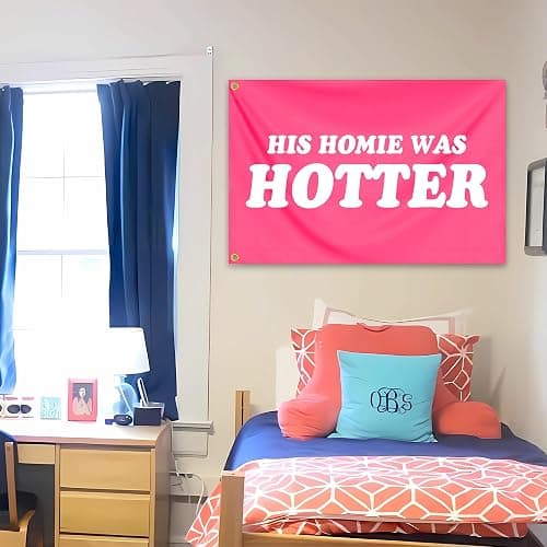 His Homie Was Hotter Flag 3x5 Ft Funny Pink Tapestry Durable polyester for Room Teen Girls Indoor Bedroom and College Dorm Wall Banner Flag Decor thumbnail 5