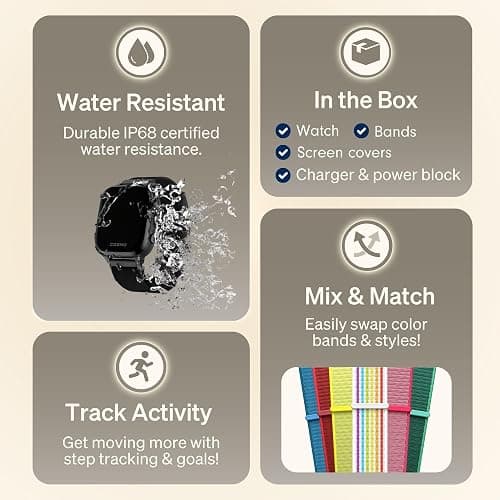 JrTrack 5 Kids Smart Watch by Cosmo | Best Kid-Safe Phone Watch | Precision Real-Time GPS Tracking | Call, Text, Activity, School Settings | Spotify Music | Parental Controls | SOS & Safety Alerts thumbnail 7