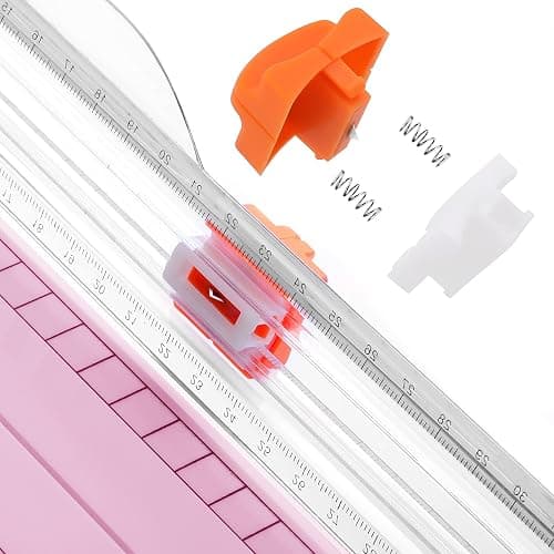 Firbon A4 Paper Cutter 12 Inch Titanium Straight Paper Trimmer with Side Ruler for Scrapbooking Craft, Paper, Coupon, Label, Cardstock(Pink) thumbnail 4