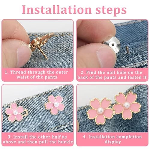 EIHI 8 Paires Boutons Jeans Clipsable, Pince pour Pantalon Trop Large, Serre Taille Pantalon, Bouton Jean Ajustable, Serre-Taille Ajustable, Pas De Couture Pour Jeans Larges, Pas De Couture Nécessaire thumbnail 6