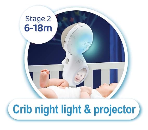 Infantino Mobile Musical 3-en-1, Mobile Transformable en Projecteur et en Veilleuse avec Mode Réveil, 6 Mélodies Intégrées et 4 Sons Nature, Gris thumbnail 7