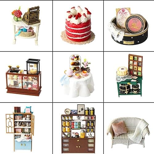 CUTEBEE Dollhouse Miniature House with Furniture, DIY Dollhouse Kit with Dust Proof, Music Movement, 1:24 Scale Creative Room for Gift for Family and Friends (Rose Garden Tea House) thumbnail 7