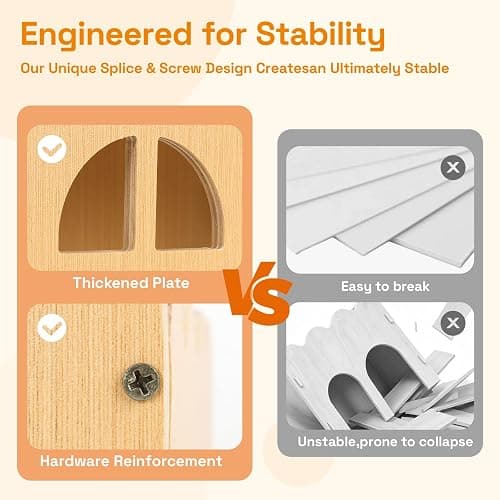 Wooden Guinea Pig Hideout Cave House, Guinea Pig Castle with Natural Cave-Style Entrance, Large Small Animal Habitat with Stairs, Waterproof Liner, Easy Assembly for Guinea Pigs, Rabbits & Hamsters thumbnail 4