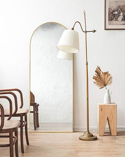 TinyTimes 57"x20" Arched Full Length Mirror Floor Mirror Full Length with Stand, Full Body Mirror, Arch Wall Mirror, Full Size Mirror for Bedroom Living Room, Entryway, Aluminum Frame, Gold - Gold - 57"L x 20"W thumbnail 2