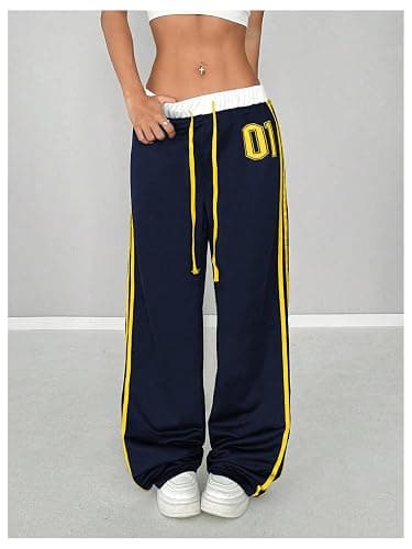 SOLY HUX Women's Baggy Sweatpants Wide Leg Ed Hardy Sweatpant Y2k Drawstring Pants Streetwear thumbnail 3