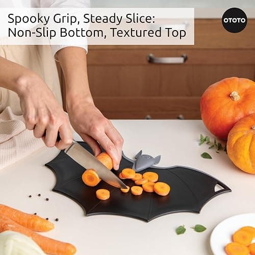 OTOTO Cutting Board - Wooden & Plastic Cutting Boards for Kitchen, Fun & Spooky Kitchen Gadgets, Housewarming & Goth Gifts, Dishwasher Safe (Bat, Plastic) thumbnail 6