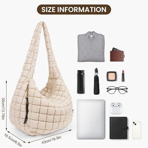 Juoxeepy Quilted Tote Bag Large Carryall Puffer Shoulder Bag Lightweight Padding Hobo Bag thumbnail 4